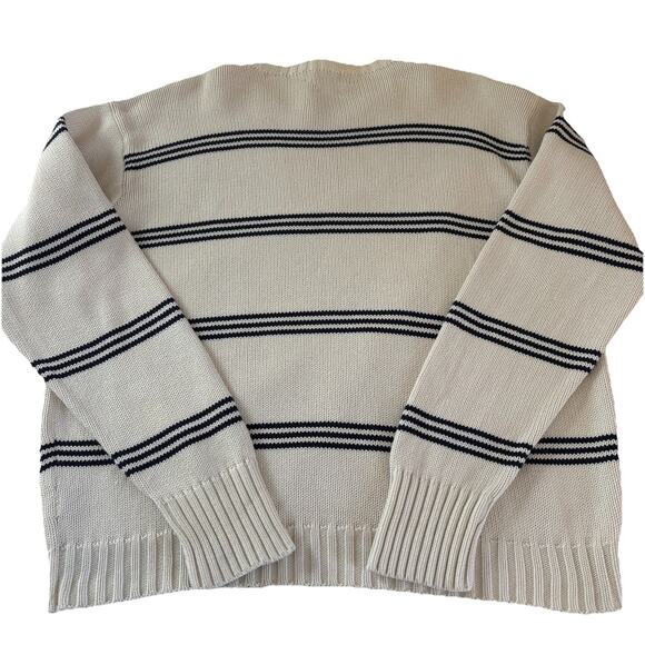 Polo Ralph Lauren White with Blue Stripes Sweater 100% Cotton Men’s Size XL - Picture 11 of 16